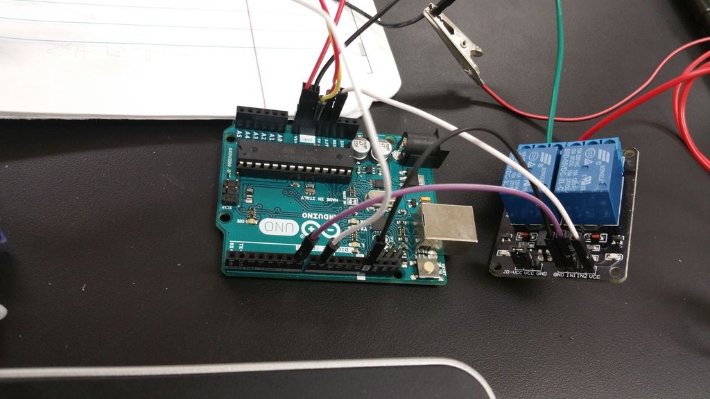using a relay and servo with arduino Circuit Diagram